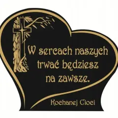 Serce z krzyżem i gałązką. Cytaty o życiu i miłości: "W sercach naszych trwać będziesz na zawsze. Kochanej Cioci.