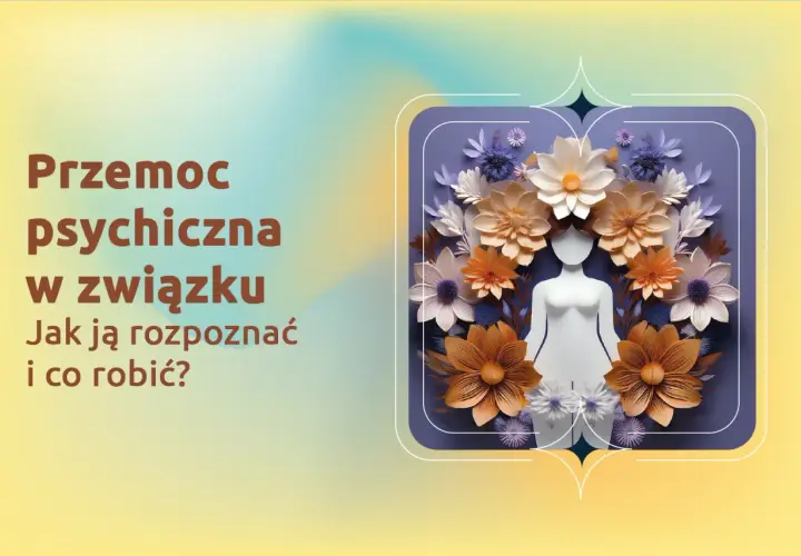 Przemoc psychiczna w związku może ranić. Grafika przedstawia sylwetkę kobiety otoczoną kwiatami, symbolizującymi piękno i delikatność, ale też potencjalne cierpienie.
