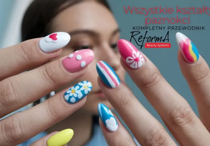 Kolorowe paznokcie z wzorami: serca, kropki, kwiatki, paski. Dowiedz się, co to manicure hybrydowy i jak go wykonać.