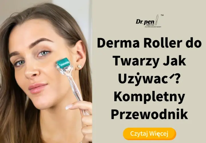 Kobieta z rollerem do twarzy. Dowiedz się, jak używać derma roller do twarzy, kompletny przewodnik.