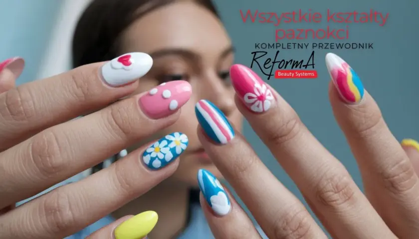 Kolorowe paznokcie z wzorami: serca, kropki, kwiatki, paski. Dowiedz się, co to manicure hybrydowy i jak go wykonać.