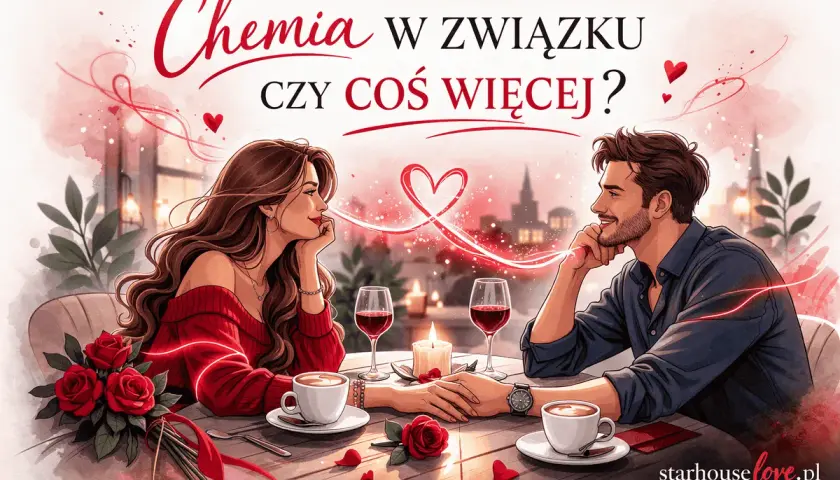 Para zakochanych przy stoliku, romantyczna kolacja, róże i świeca. Czy to tylko chemia w miłości, czy coś więcej?
