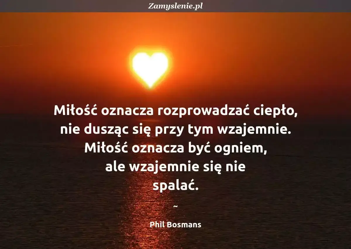 Zachód słońca w kształcie serca. Cytaty o fałszywej miłości: "Miłość oznacza rozprowadzać ciepło, nie dusząc się przy tym wzajemnie. Miłość oznacza być ogniem, ale wzajemnie się nie spalać.