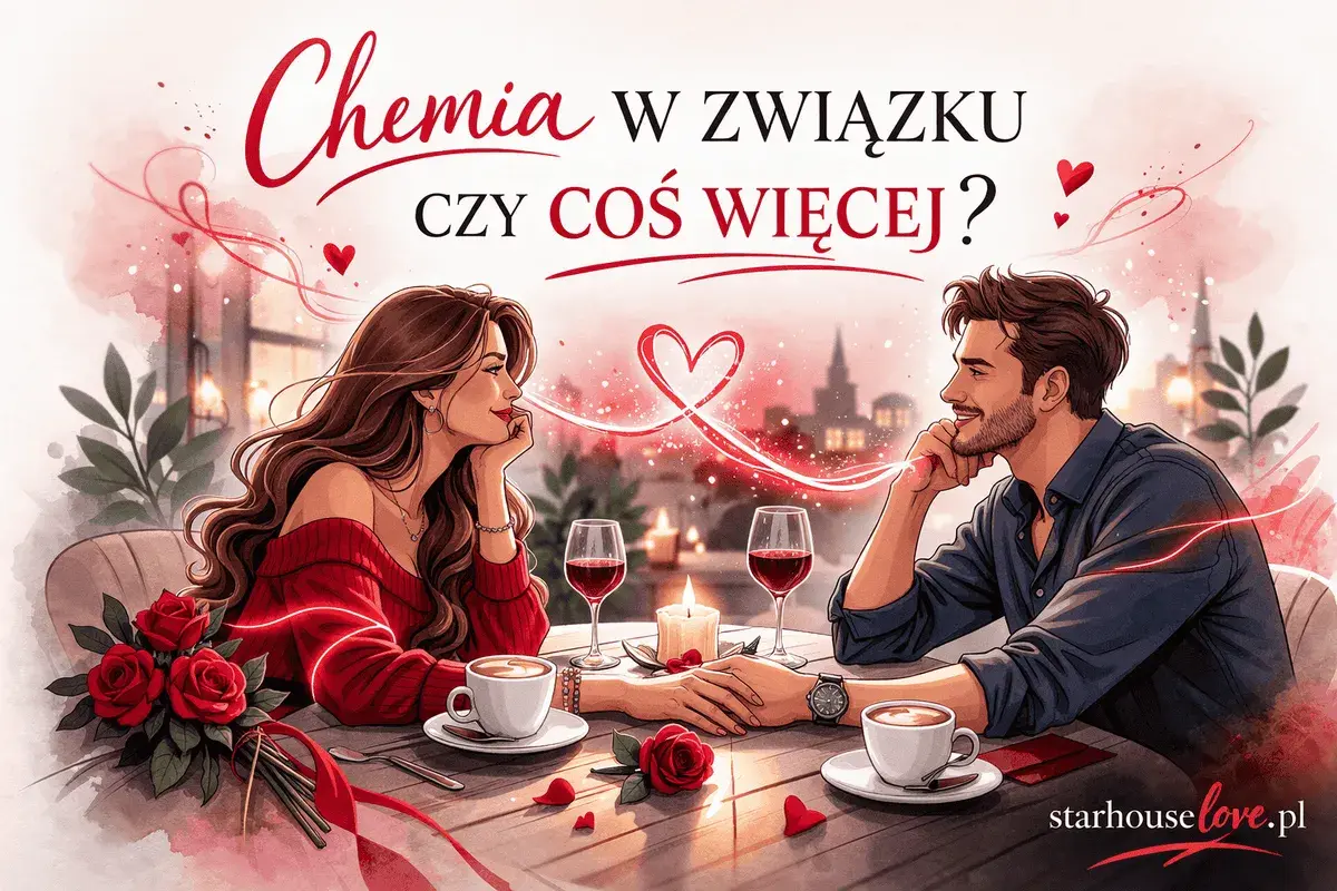 Para zakochanych przy stoliku, romantyczna kolacja, róże i świeca. Czy to tylko chemia w miłości, czy coś więcej?