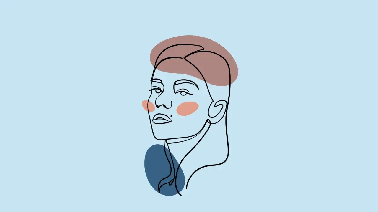 Portret kobiety w stylu minimalistycznym, z subtelnym efektem galatei.